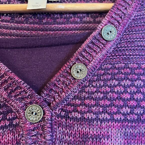 Christopher & Banks Purple V-Neck Sweater with Three-Quarter Sleeves - Picture 5 of 7